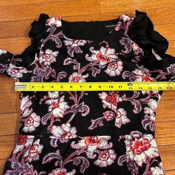 Club Monaco Floral Teodora Cold-Shoulder Dress Black Size 0 - Picture 15 of 16